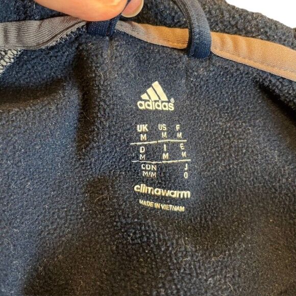 Adidas Climawarm Performance Hooded Jacket Fleece Lined Gray Navy Size Medium - Picture 8 of 11